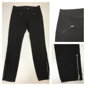 CLUB MONACO Logo Hardware Black Ankle Zipper & Pockets Moto Style Skinny Jeans